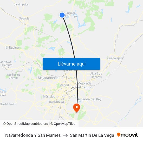 Navarredonda Y San Mamés to San Martín De La Vega map