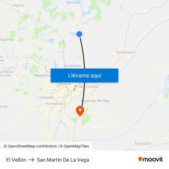 El Vellón to San Martín De La Vega map