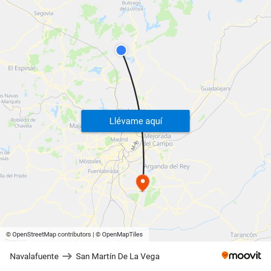 Navalafuente to San Martín De La Vega map
