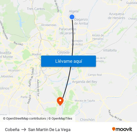 Cobeña to San Martín De La Vega map