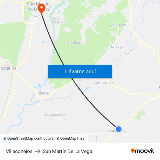 Villaconejos to San Martín De La Vega map
