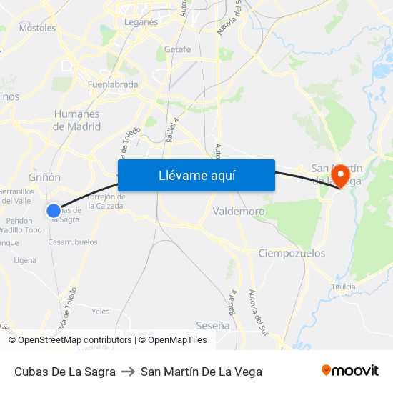 Cubas De La Sagra to San Martín De La Vega map