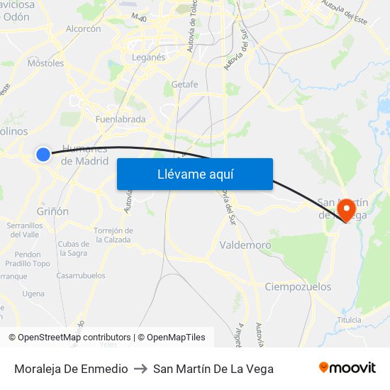 Moraleja De Enmedio to San Martín De La Vega map