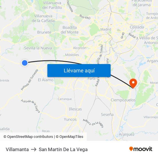 Villamanta to San Martín De La Vega map