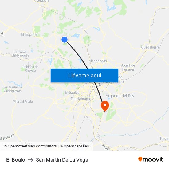 El Boalo to San Martín De La Vega map