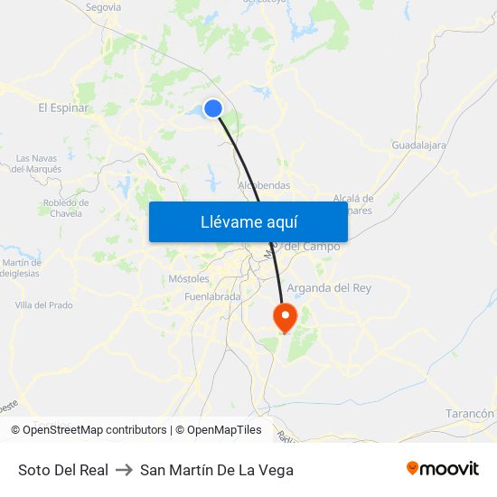 Soto Del Real to San Martín De La Vega map