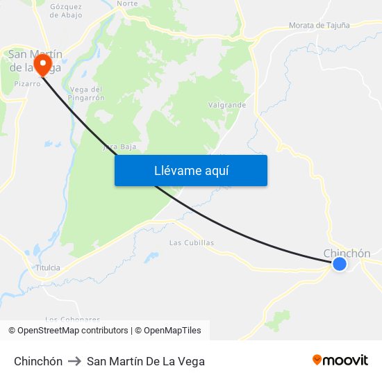 Chinchón to San Martín De La Vega map