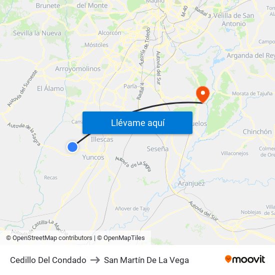 Cedillo Del Condado to San Martín De La Vega map