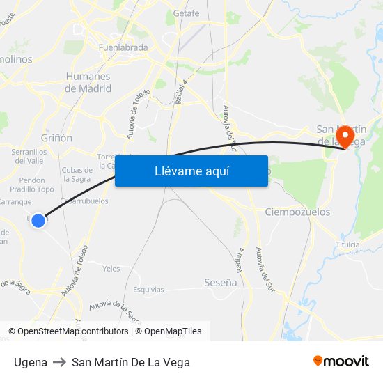 Ugena to San Martín De La Vega map