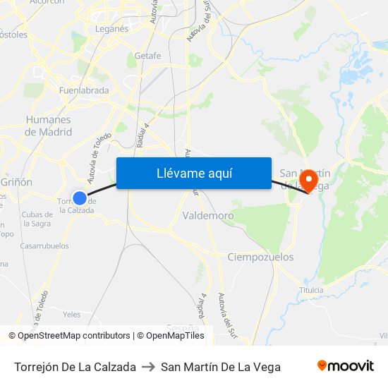 Torrejón De La Calzada to San Martín De La Vega map