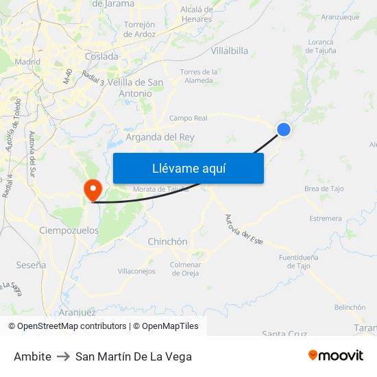 Ambite to San Martín De La Vega map