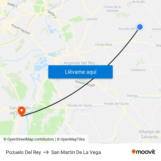 Pozuelo Del Rey to San Martín De La Vega map