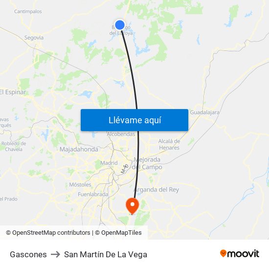 Gascones to San Martín De La Vega map
