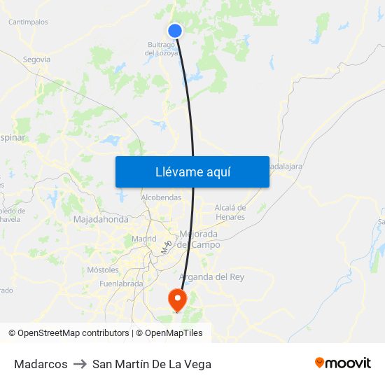 Madarcos to San Martín De La Vega map