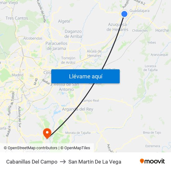 Cabanillas Del Campo to San Martín De La Vega map