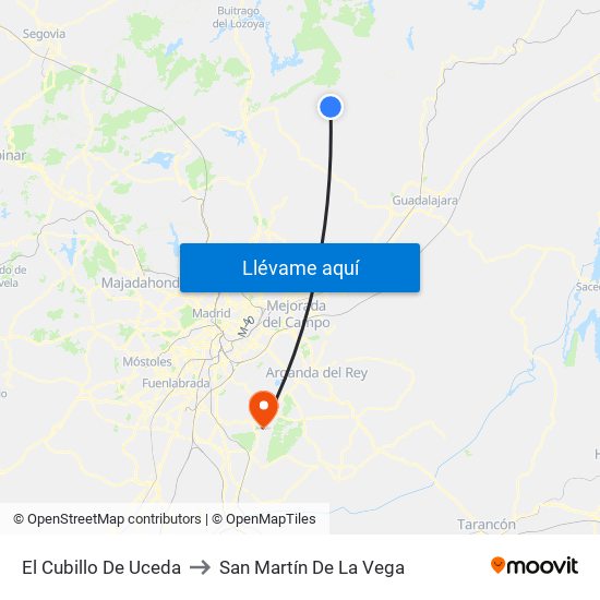 El Cubillo De Uceda to San Martín De La Vega map