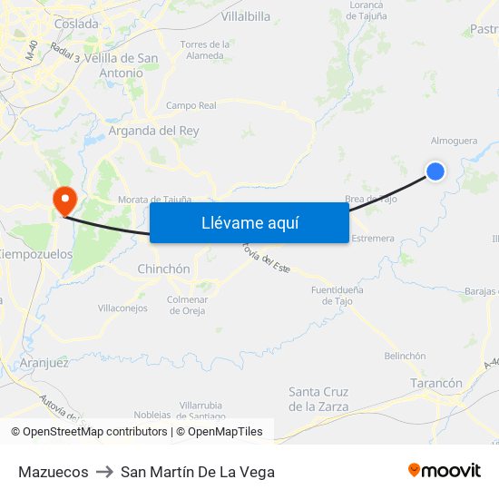 Mazuecos to San Martín De La Vega map
