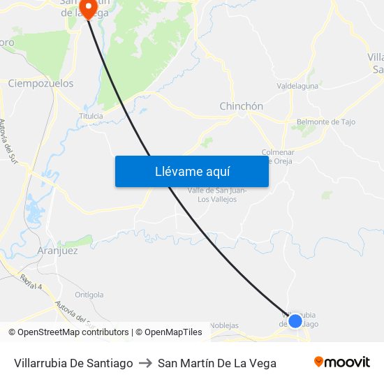 Villarrubia De Santiago to San Martín De La Vega map