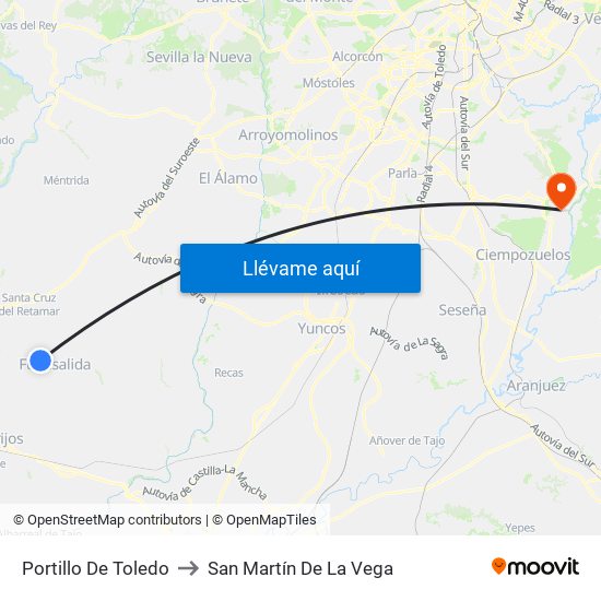 Portillo De Toledo to San Martín De La Vega map
