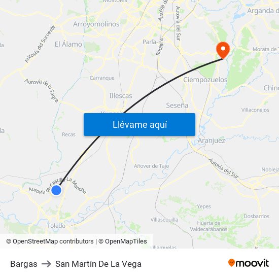 Bargas to San Martín De La Vega map
