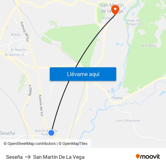 Seseña to San Martín De La Vega map