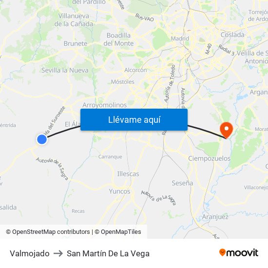 Valmojado to San Martín De La Vega map