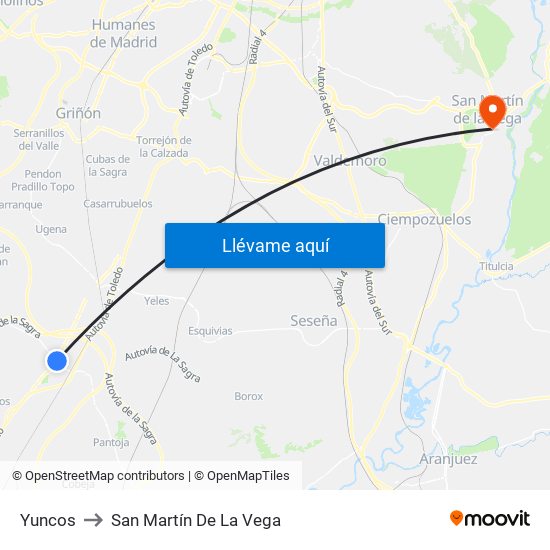 Yuncos to San Martín De La Vega map