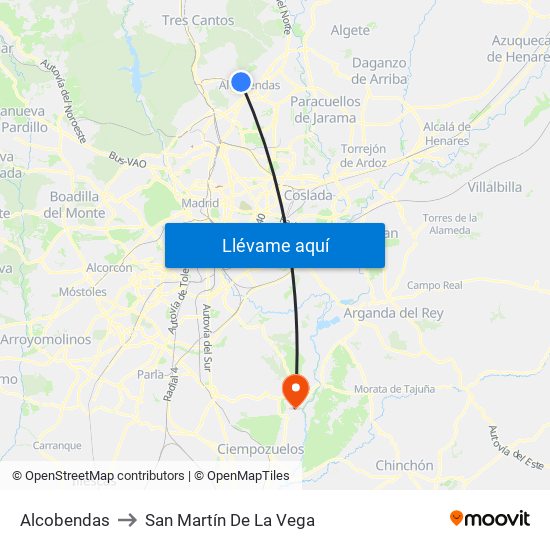 Alcobendas to San Martín De La Vega map