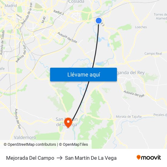Mejorada Del Campo to San Martín De La Vega map