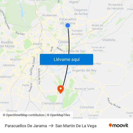 Paracuellos De Jarama to San Martín De La Vega map
