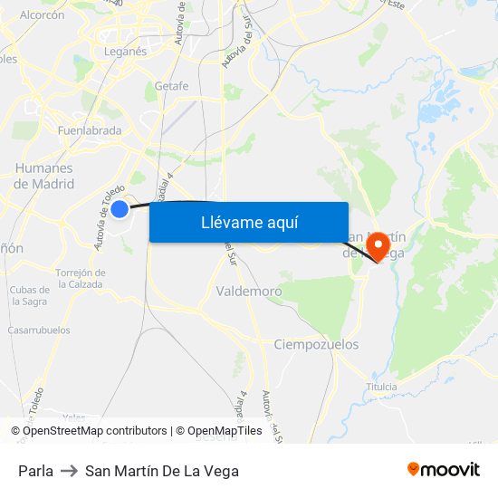 Parla to San Martín De La Vega map