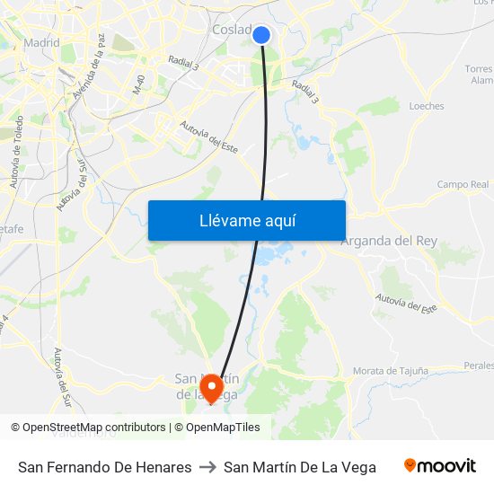 San Fernando De Henares to San Martín De La Vega map