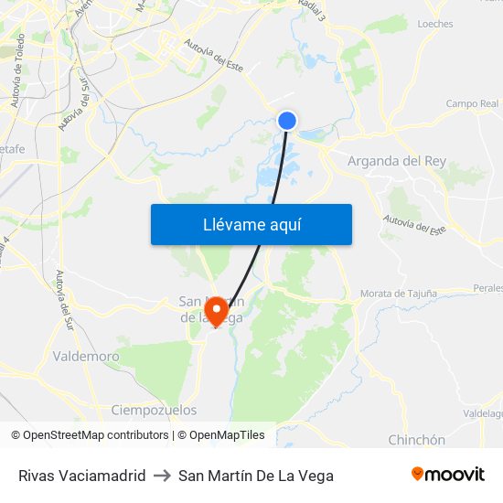 Rivas Vaciamadrid to San Martín De La Vega map