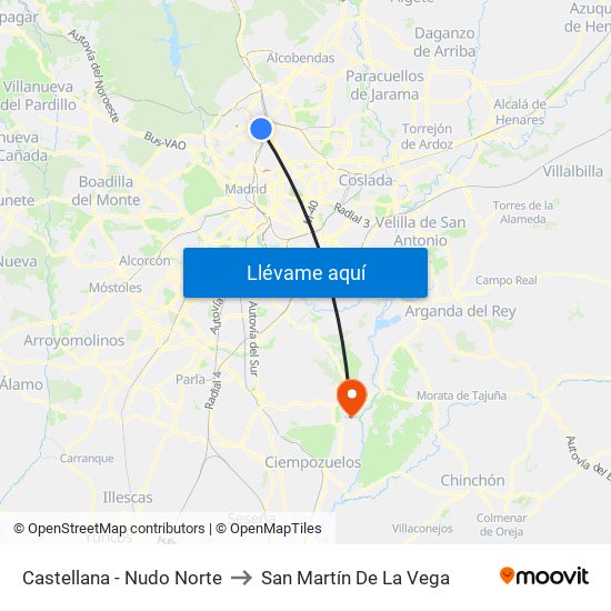 Castellana - Nudo Norte to San Martín De La Vega map