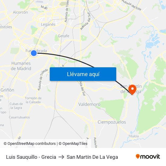 Luis Sauquillo - Grecia to San Martín De La Vega map