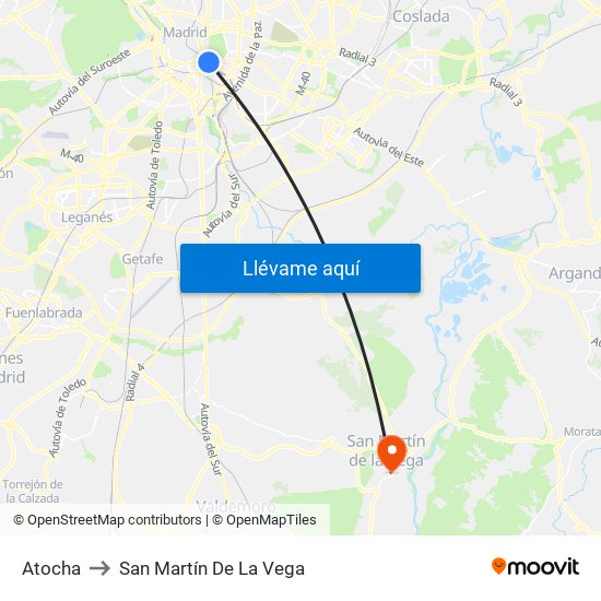 Atocha to San Martín De La Vega map