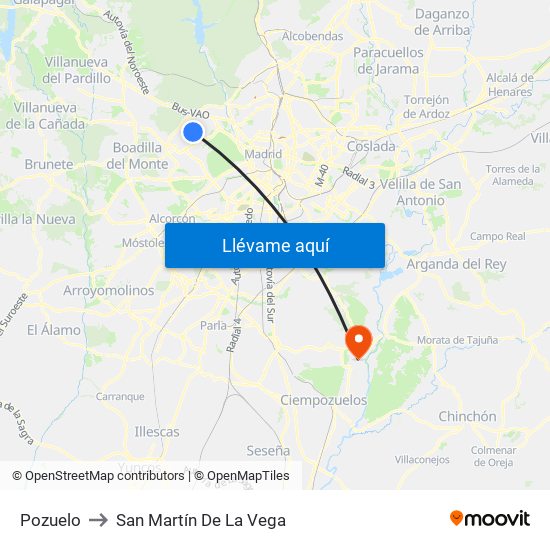 Pozuelo to San Martín De La Vega map