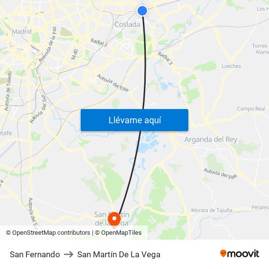 San Fernando to San Martín De La Vega map