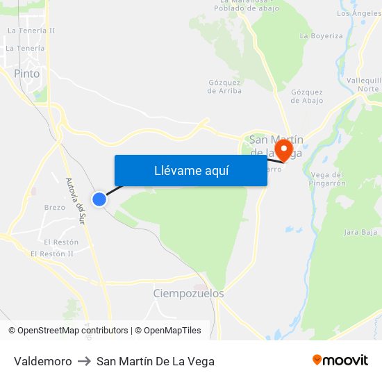 Valdemoro to San Martín De La Vega map