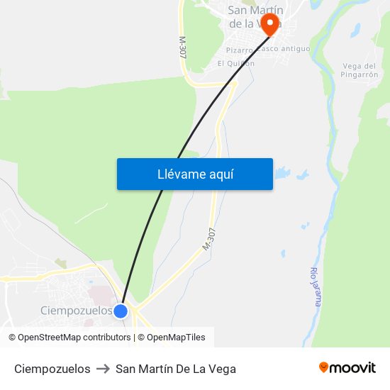 Ciempozuelos to San Martín De La Vega map