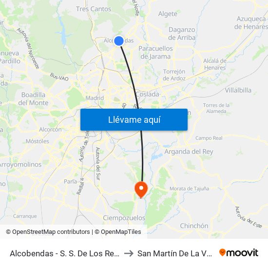 Alcobendas - S. S. De Los Reyes to San Martín De La Vega map