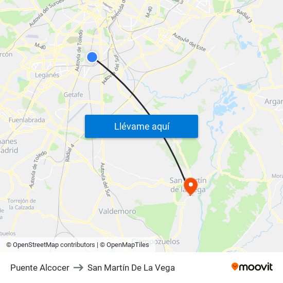 Puente Alcocer to San Martín De La Vega map