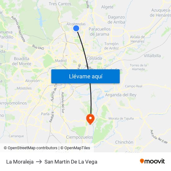 La Moraleja to San Martín De La Vega map
