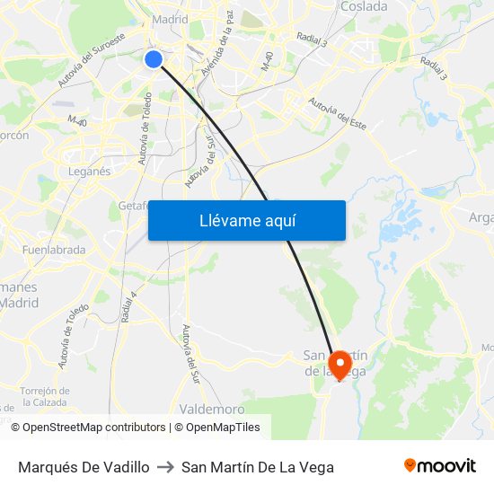 Marqués De Vadillo to San Martín De La Vega map