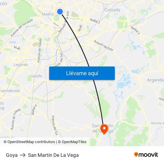 Goya to San Martín De La Vega map