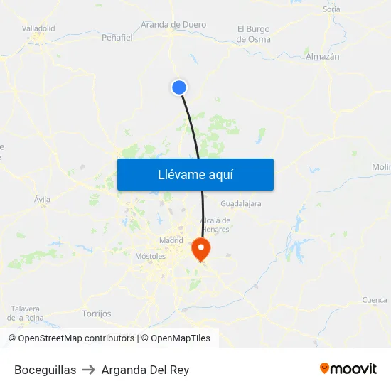 Boceguillas to Arganda Del Rey map