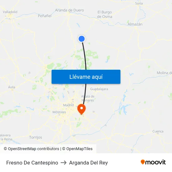 Fresno De Cantespino to Arganda Del Rey map