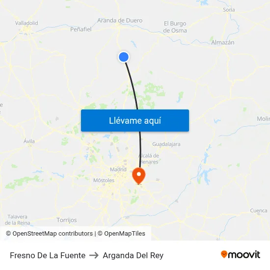 Fresno De La Fuente to Arganda Del Rey map