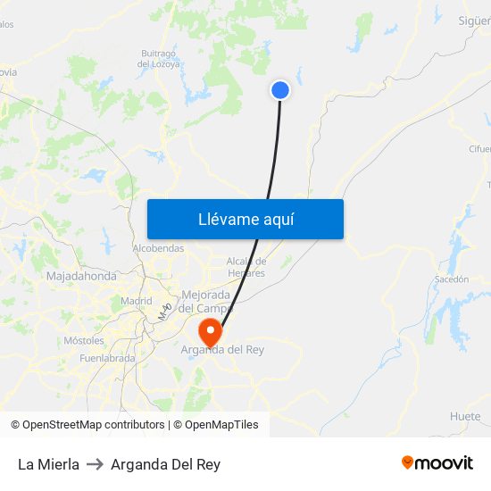 La Mierla to Arganda Del Rey map