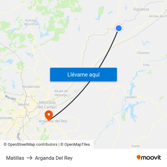 Matillas to Arganda Del Rey map